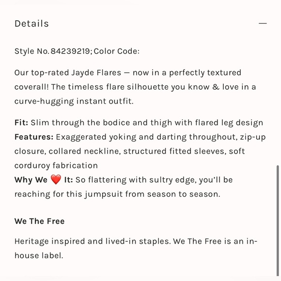 Free People We the Free Jayde Corduroy  Jumpsuit Flare Leg Women’s Size XL - Picture 3 of 10